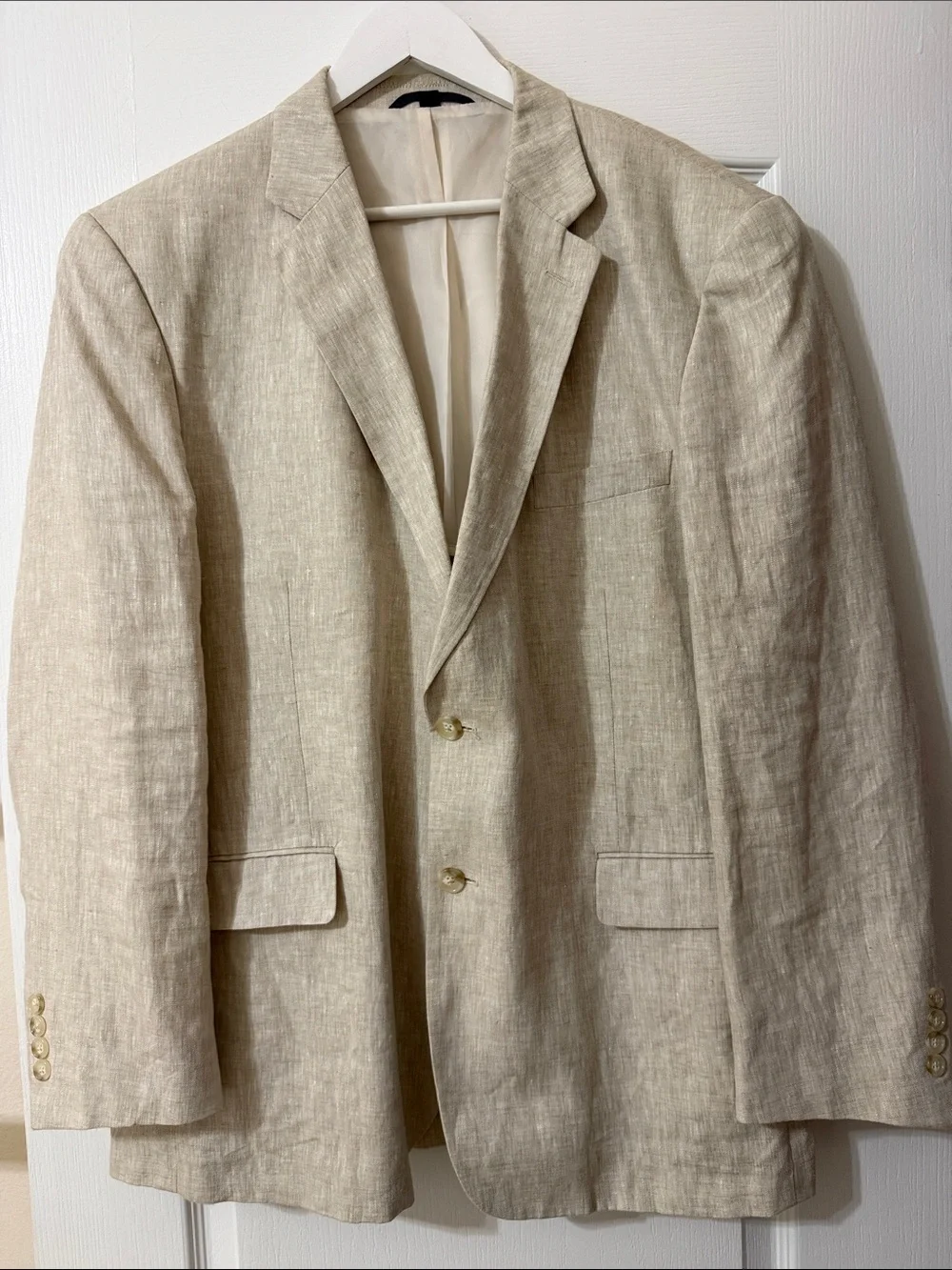 HASPEL Men's Linen Blazer in Natural Beige 46R